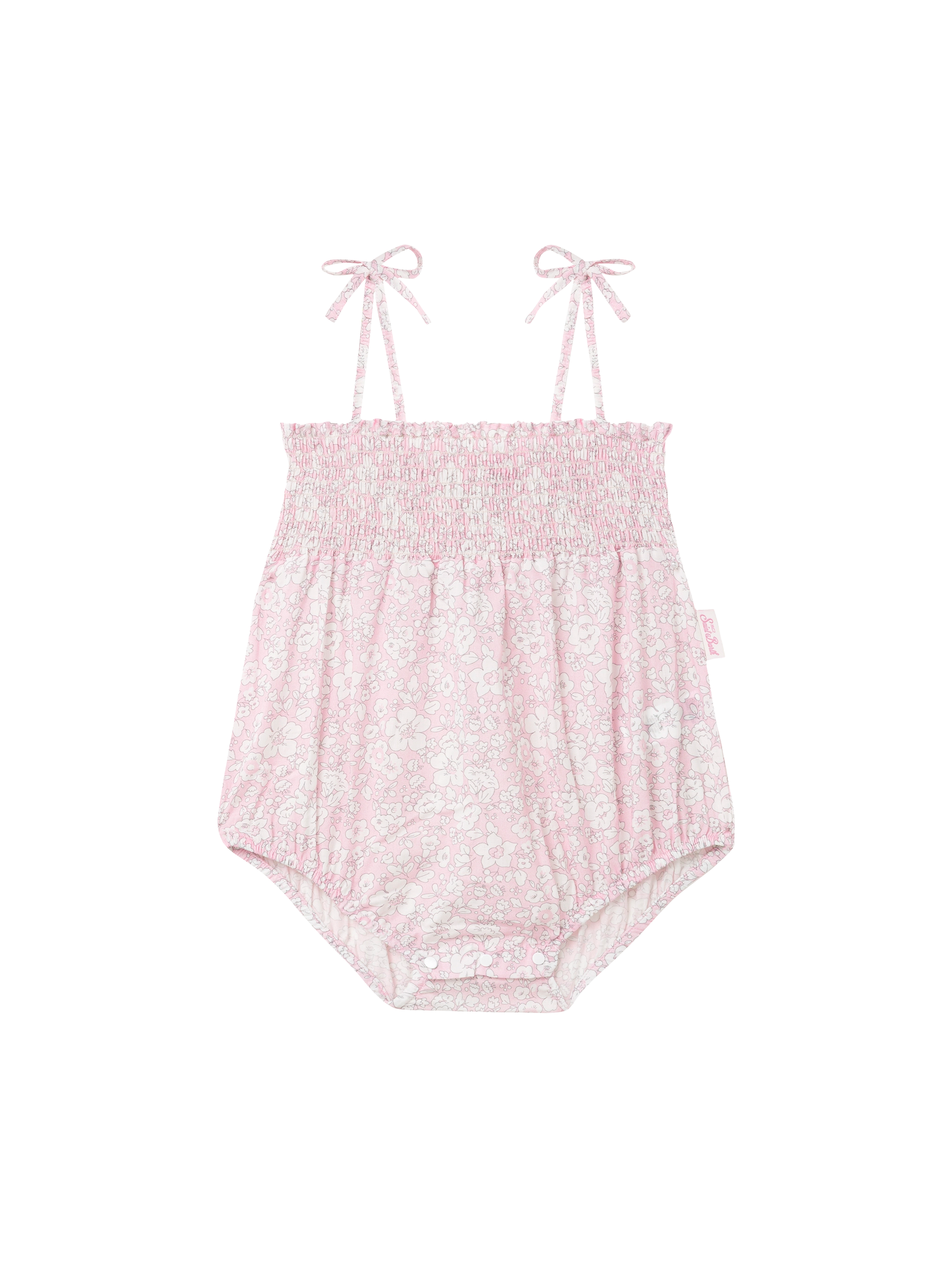 Dudu newborn cotton romper suit with flower print - MC2 Saint Barth