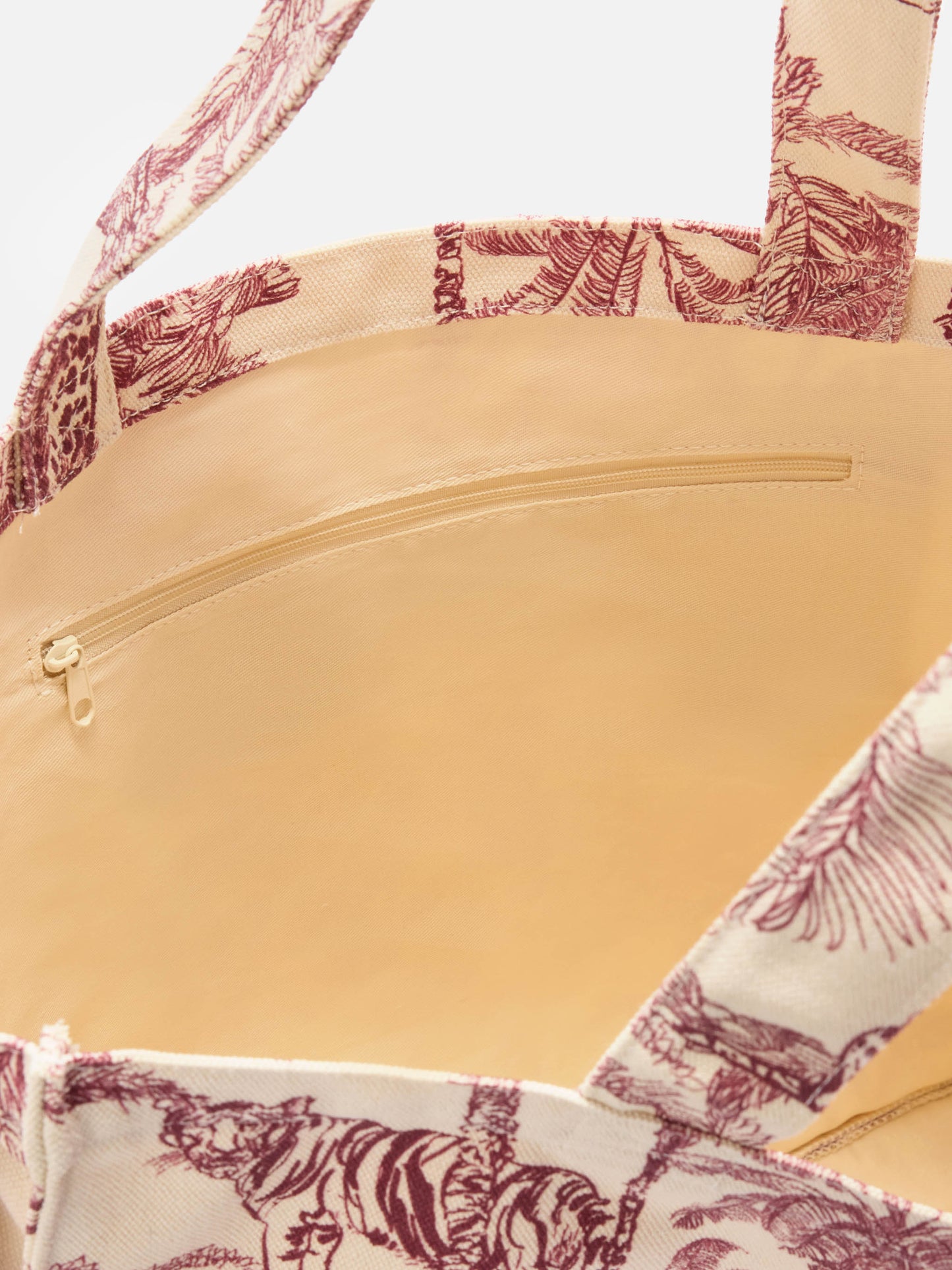 Essenzielle Tote Bag aus Canvas mit bordeauxrotem Toile-de-Jouy-Print