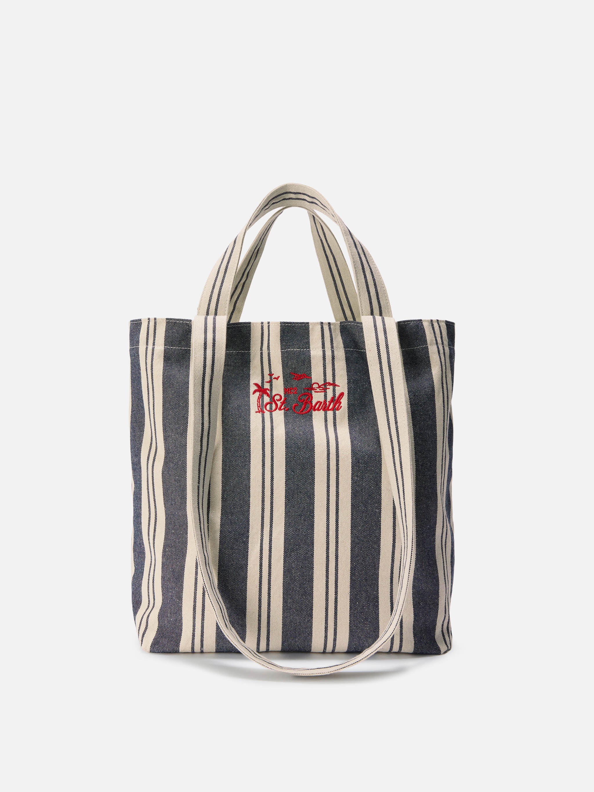 Essential Beach blue and white striped cotton tote bag – MC2 Saint
