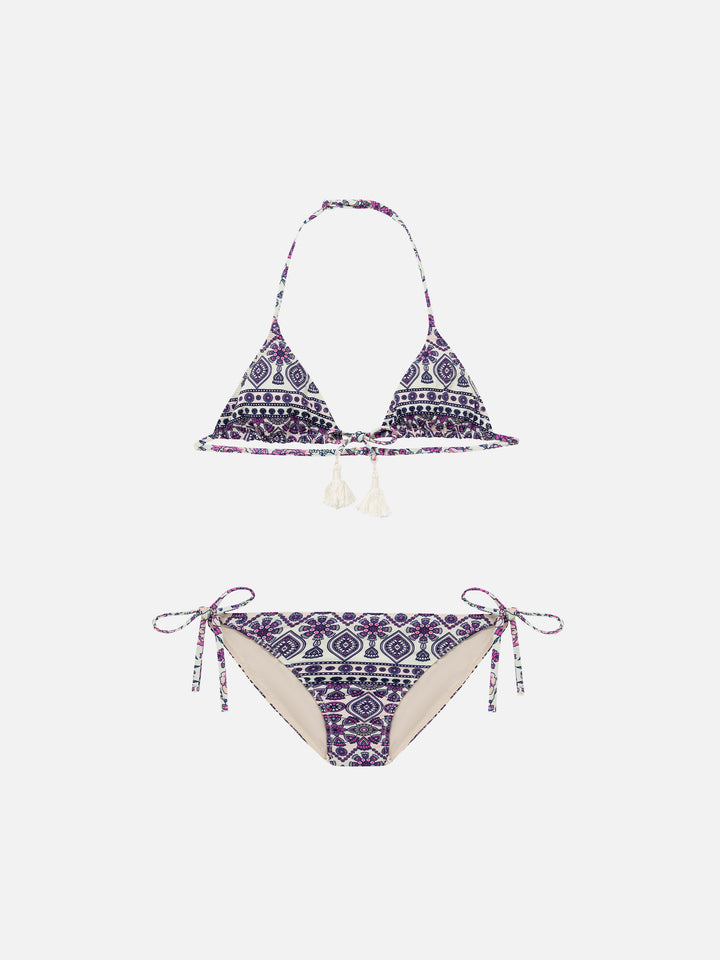 Pink gipsy print girl's bikini
