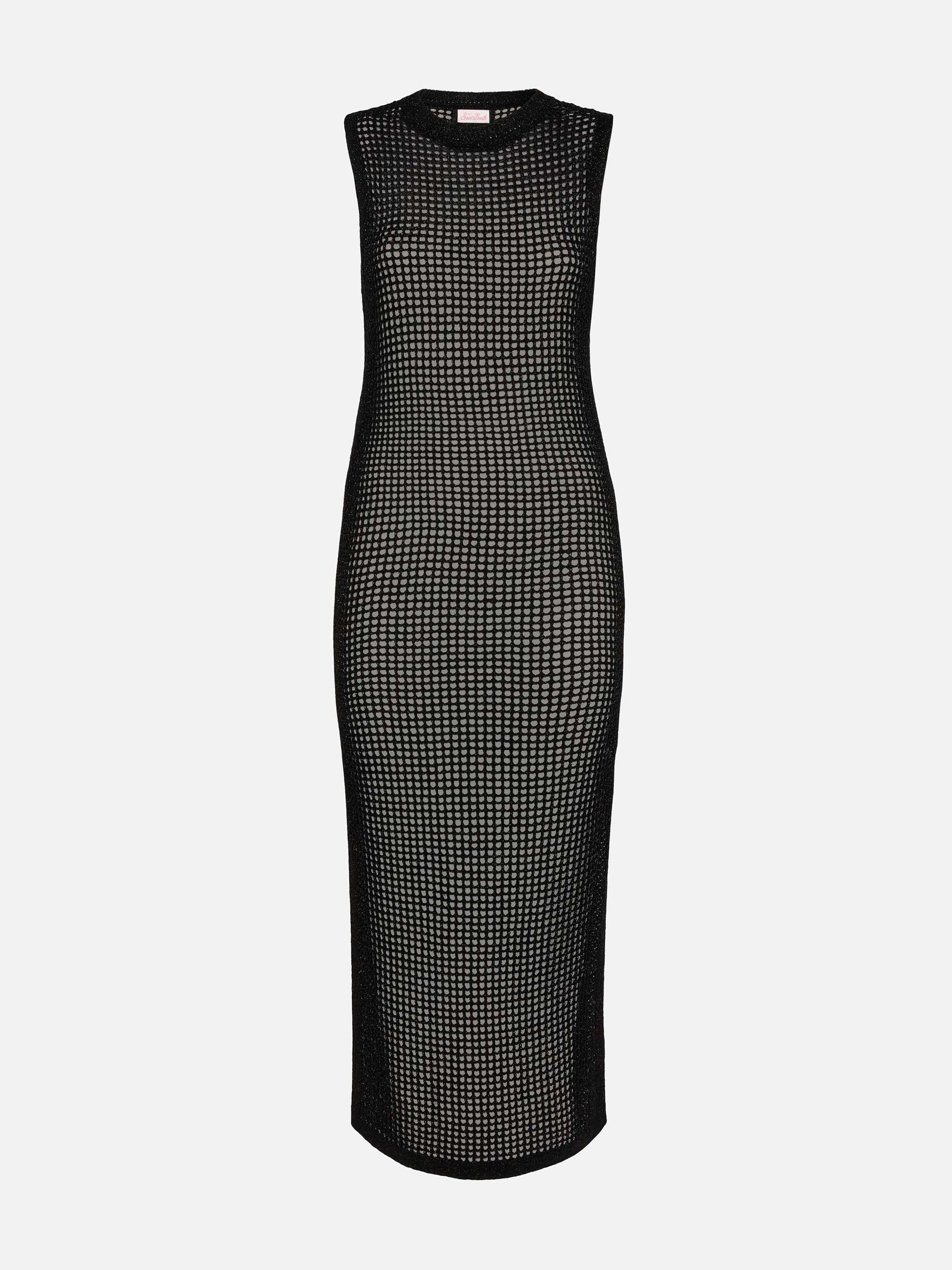 Eileen long lurex black mesh crochet dress - MC2 Saint Barth