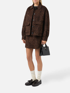 Eira mini skirt in double fabric with leopard print