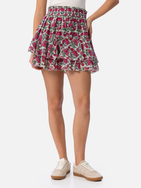 Woman silk voile ruffled mini skirt Eivissa - MC2 Saint Barth
