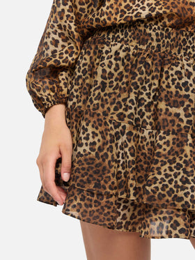 Eivissa mini gonna in voile di seta con stampa animalier