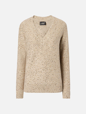 Gold Eleara sweater with sequins