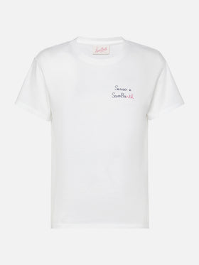 Baumwoll-T-Shirt Emilie mit Sesso e Sambarth-Stickerei