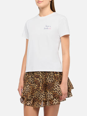 Baumwoll-T-Shirt Emilie mit Sesso e Sambarth-Stickerei