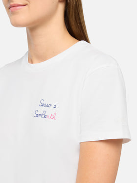 Baumwoll-T-Shirt Emilie mit Sesso e Sambarth-Stickerei