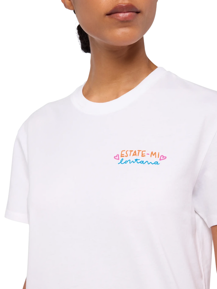 T-shirt Emilie in cotone con ricamo Estate-mi Lontana | INSULTI LUMINOSI SPECIAL EDITION