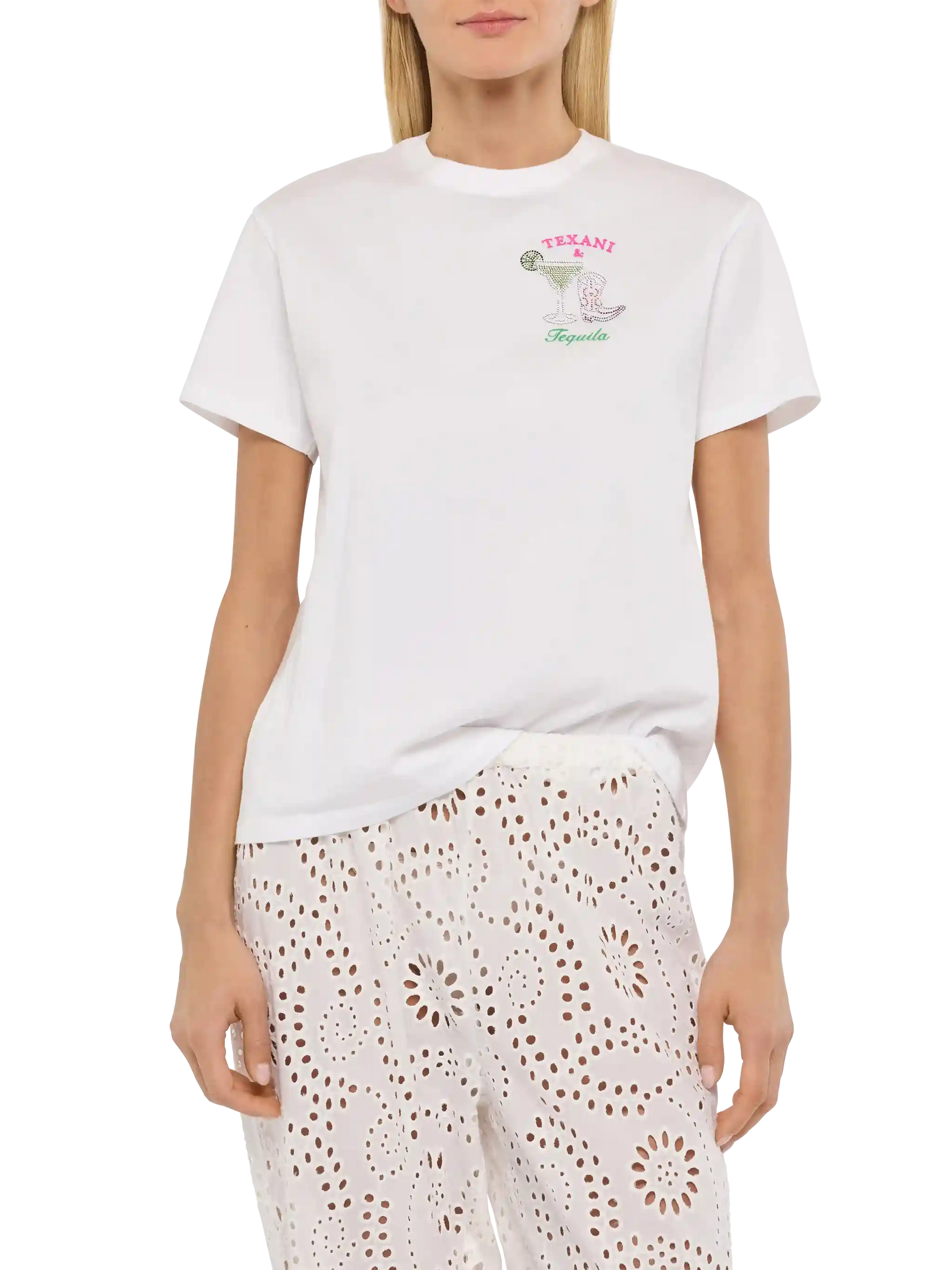 Emilie cotton t-shirt with Texani & Tequila embroidery - MC2 Saint Barth