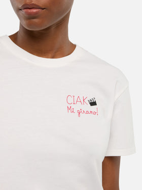 T-shirt Emilie in cotone con ricamo Ciak mi girano