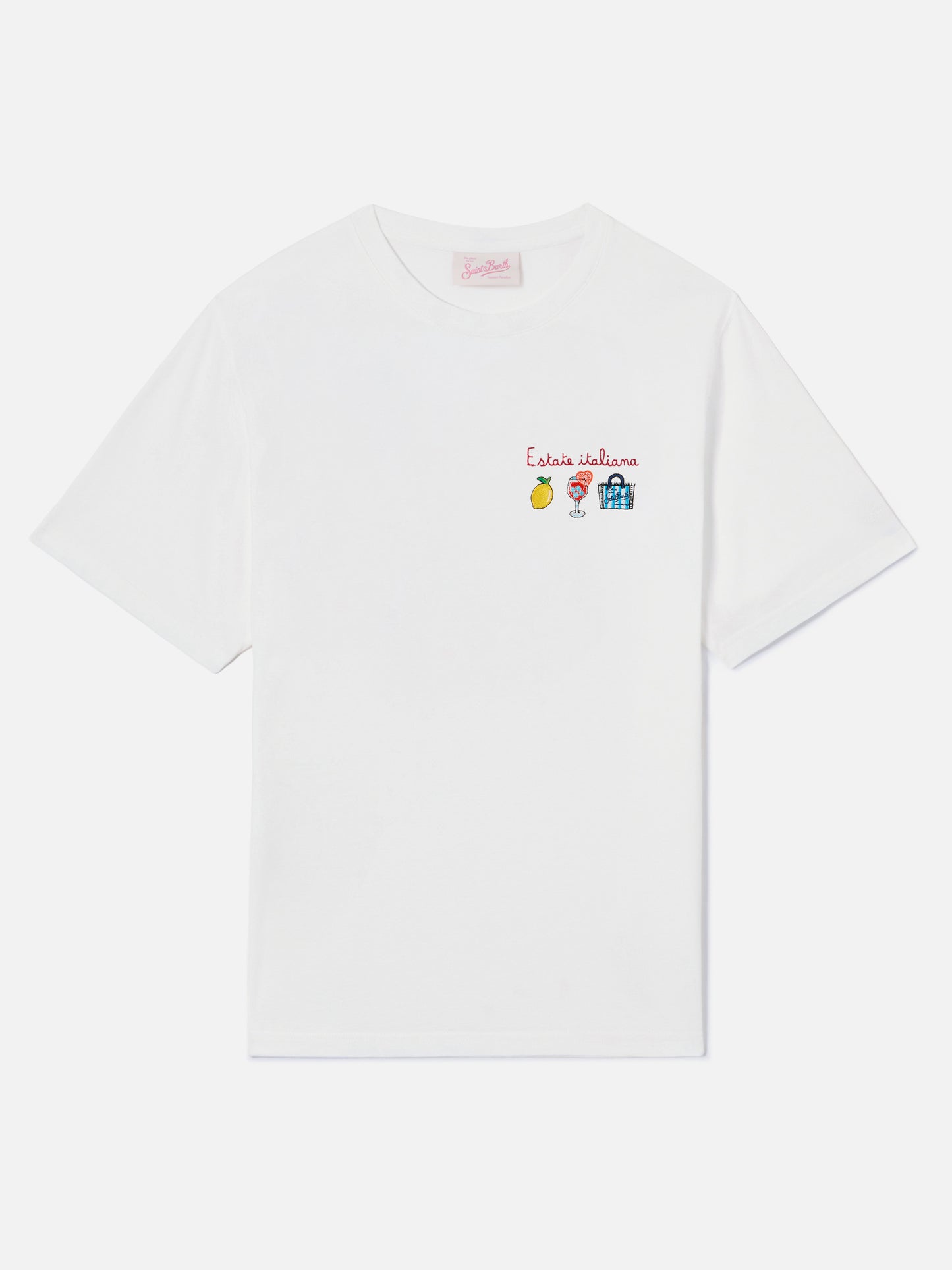 Weißes Emilie T-Shirt mit Estate Italiana-Stickerei