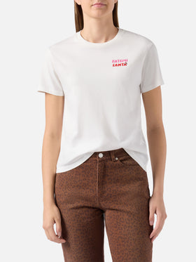 Emilie organic cotton T-shirt in white with Fatemi Santa embroidery