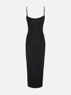 Slip dress lungo nero aderente Evy