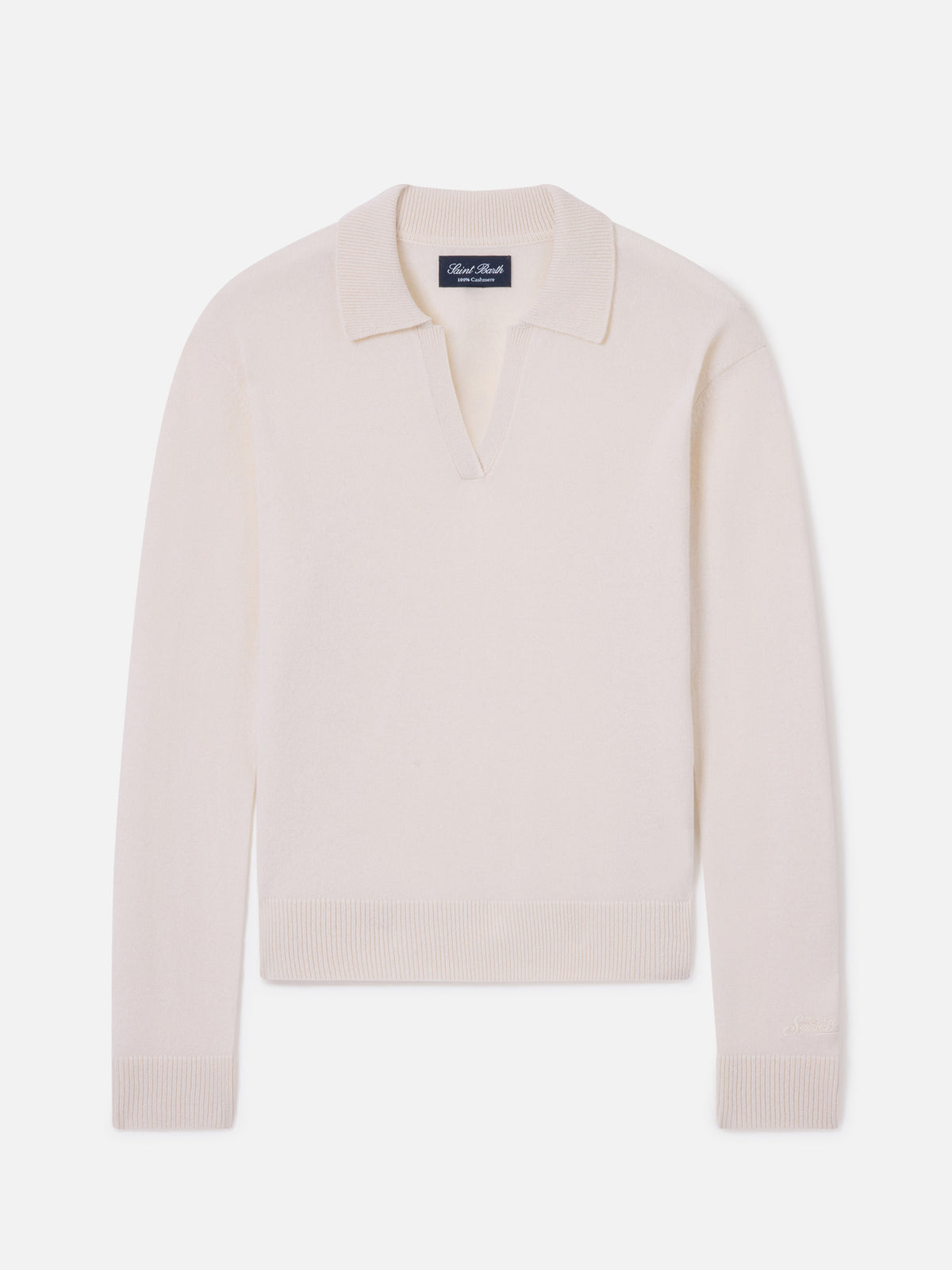 Maglia Eze off white in cashmere con collo polo