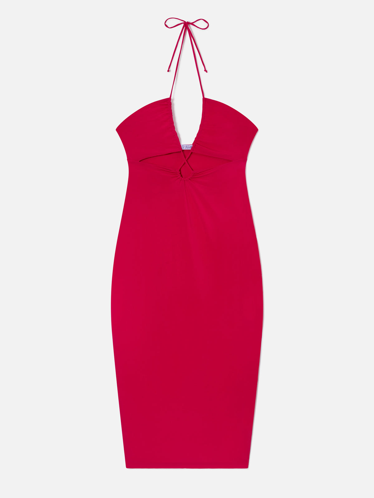 Fuchsiafarbenes Longuette-Kleid mit Cut-out Farah