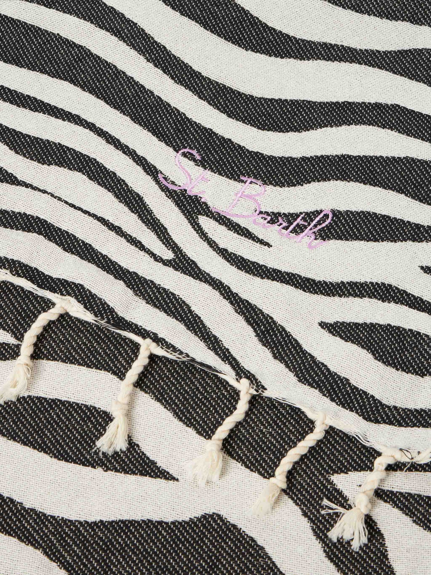 Foutas cotton beach towel with zebra jacquard - MC2 Saint Barth