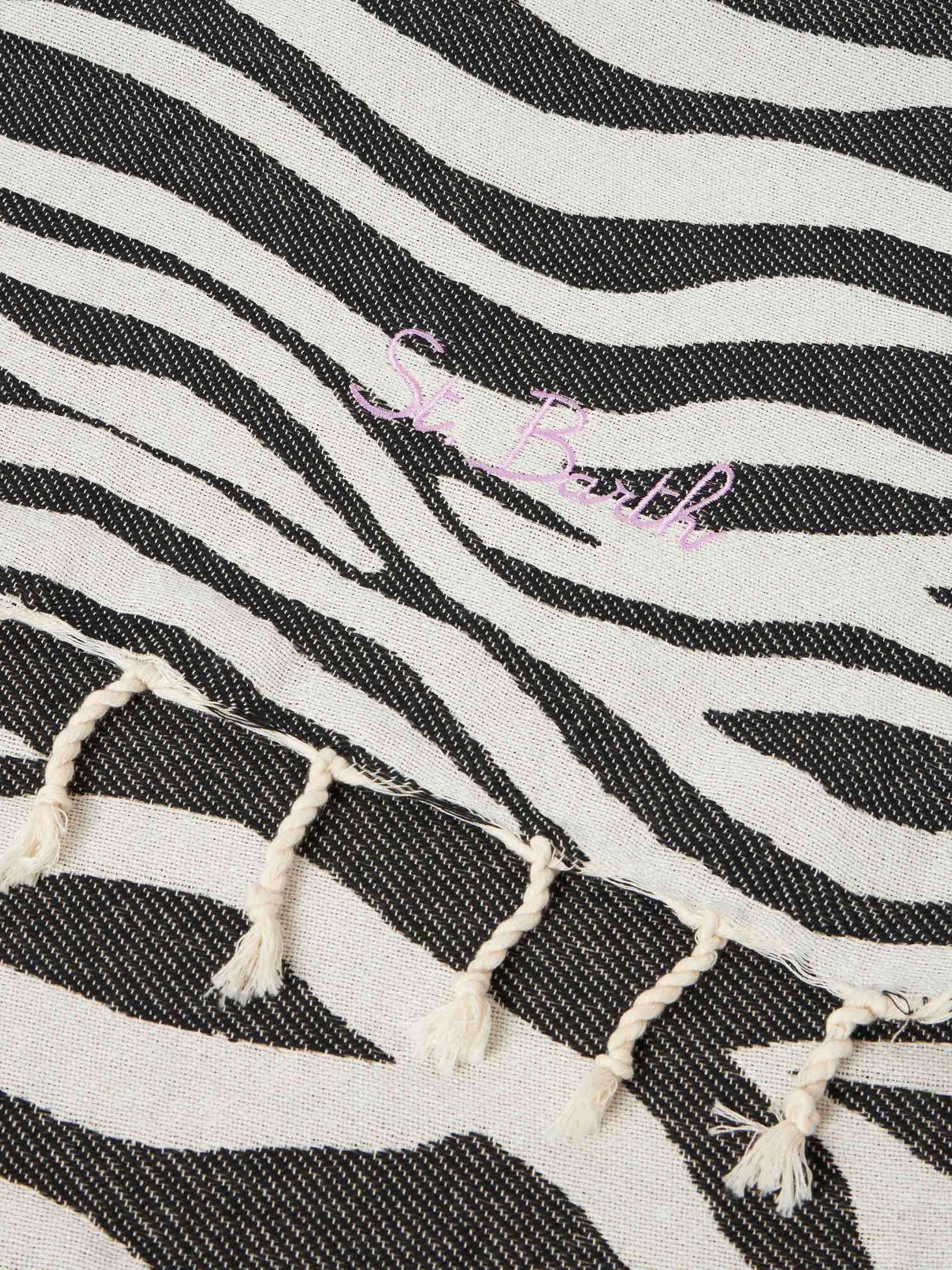 Foutas cotton beach towel with zebra jacquard - MC2 Saint Barth