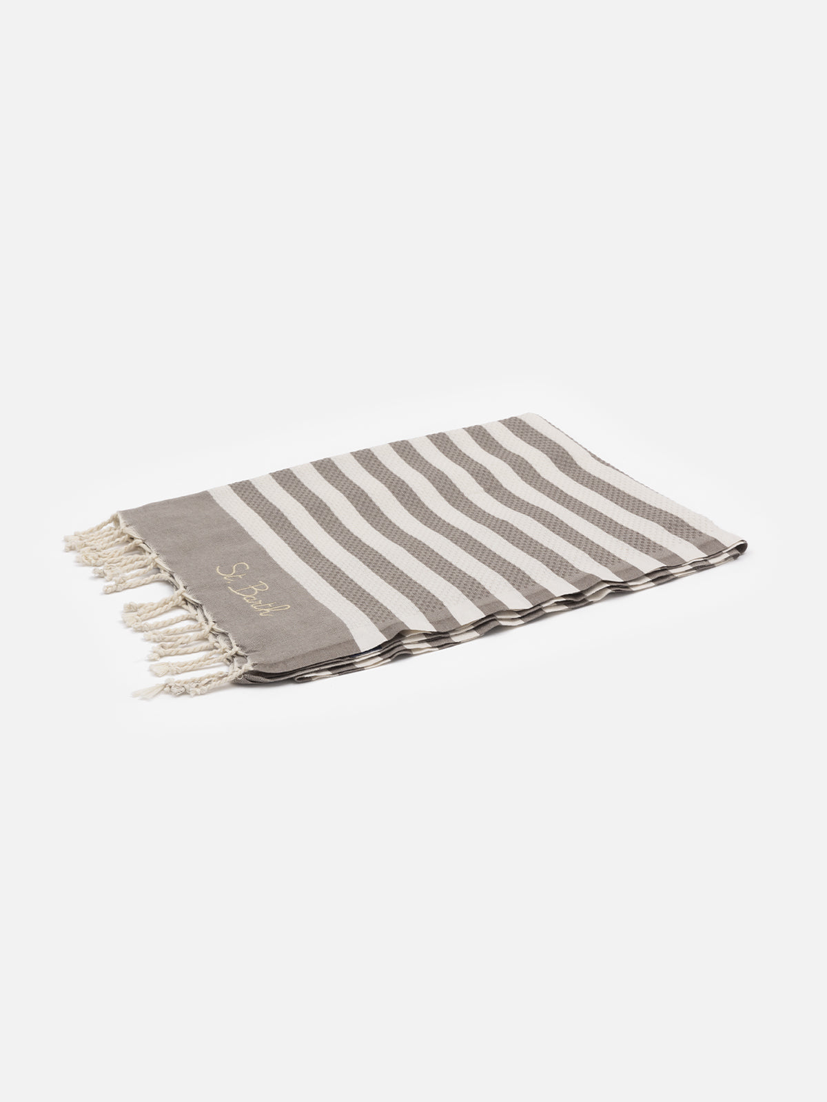 Baumwoll-Strandtuch Fouta mit braunem Streifendruck