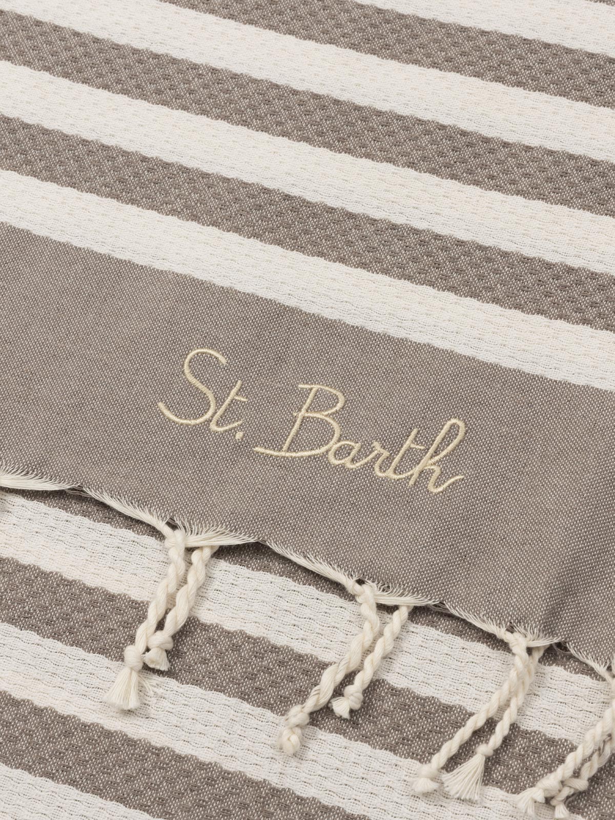 Baumwoll-Strandtuch Fouta mit braunem Streifendruck
