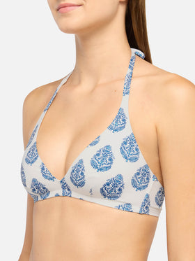 Bikini triangolo fisso Gaia Lido con slip classico e stampa paisley