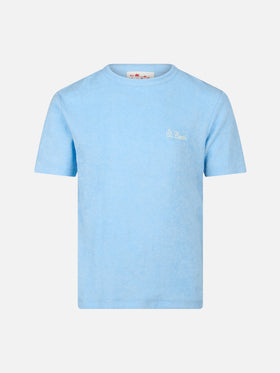Boy light blue terry t-shirt Gary with St. Barth embroidery - MC2 Saint Barth