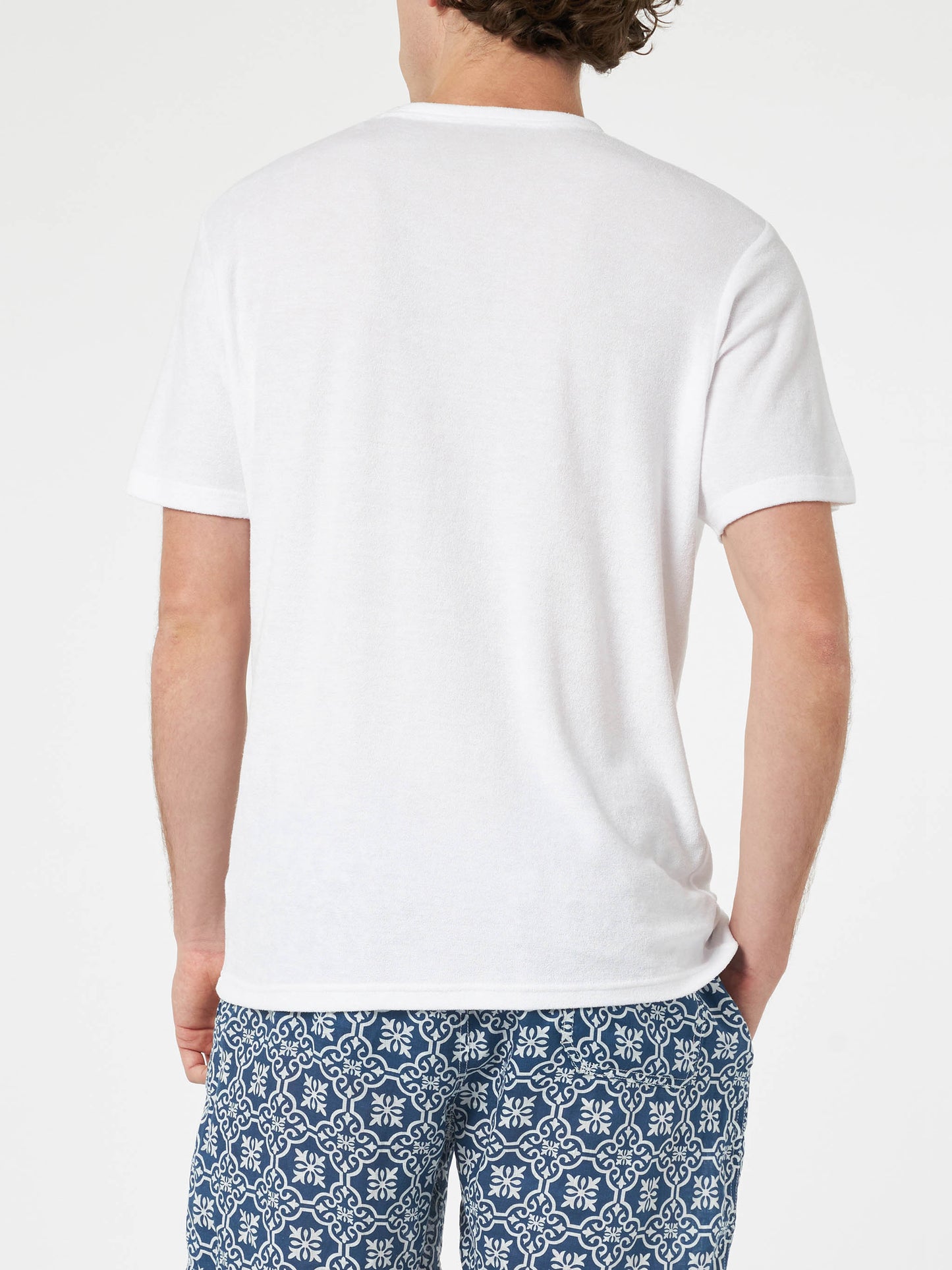 White terry t-shirt Gary with St. Barth embroidery