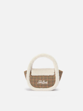 Gilda Mutton Wool Handbag in houndstooth wool and shearling