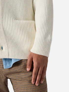 Cardigan Glasgow in pura lana bianco
