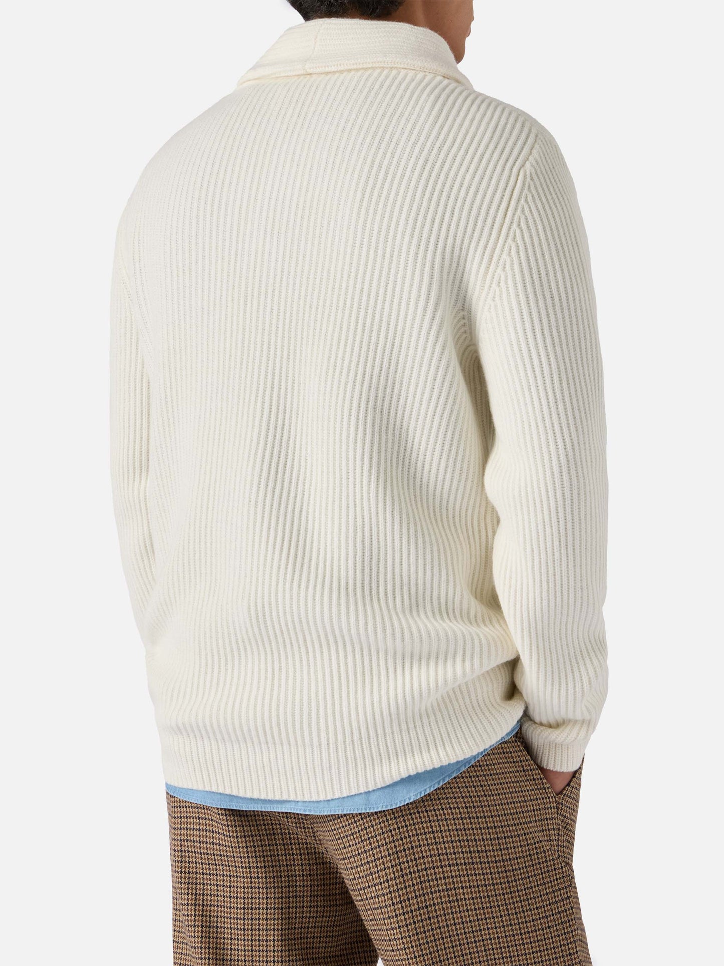 Cardigan Glasgow in pura lana bianco