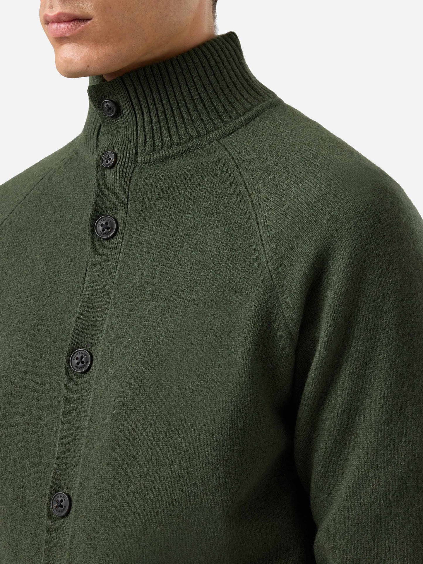 Military green wool cardigan Galway