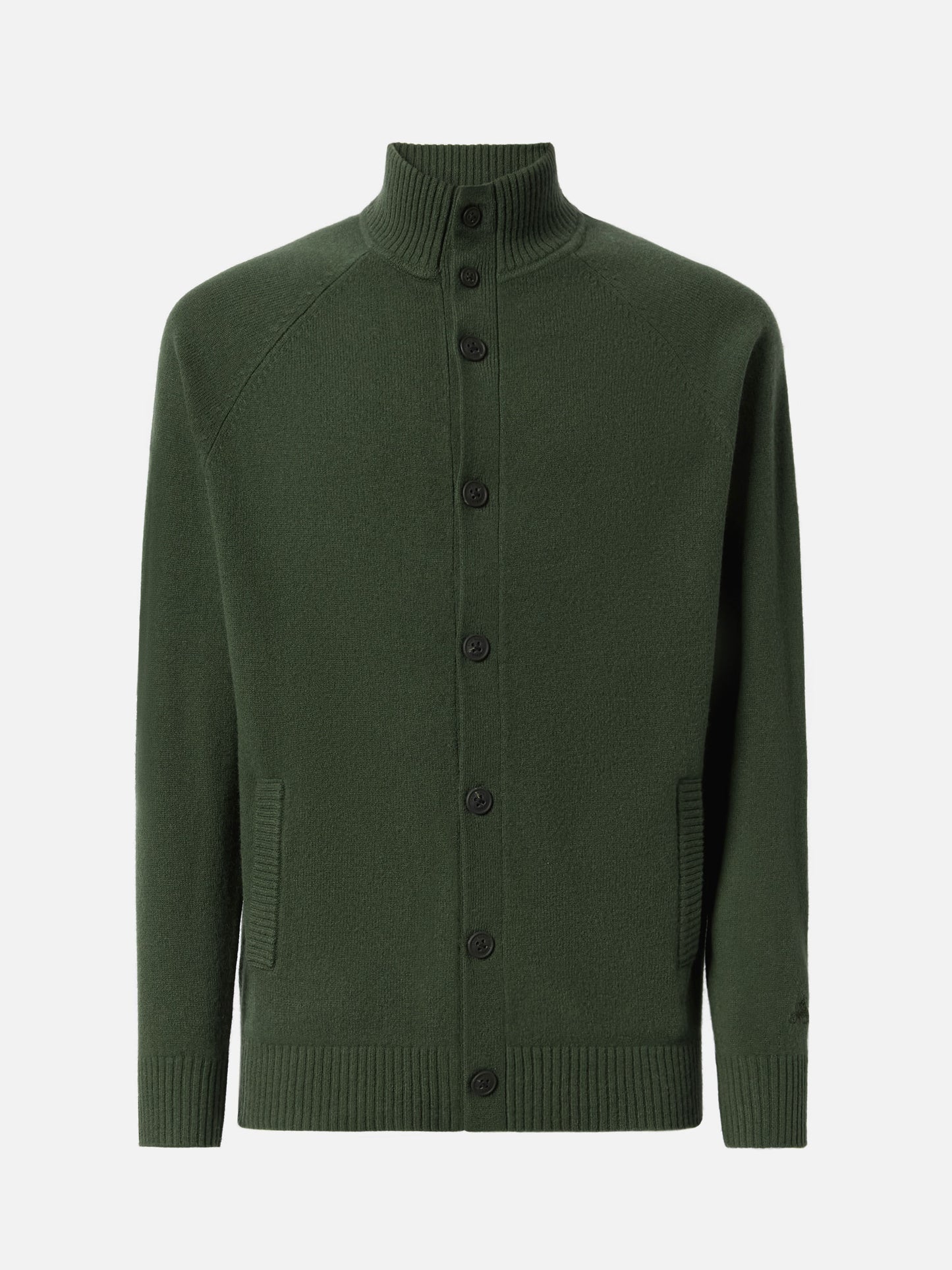 Military green wool cardigan Galway