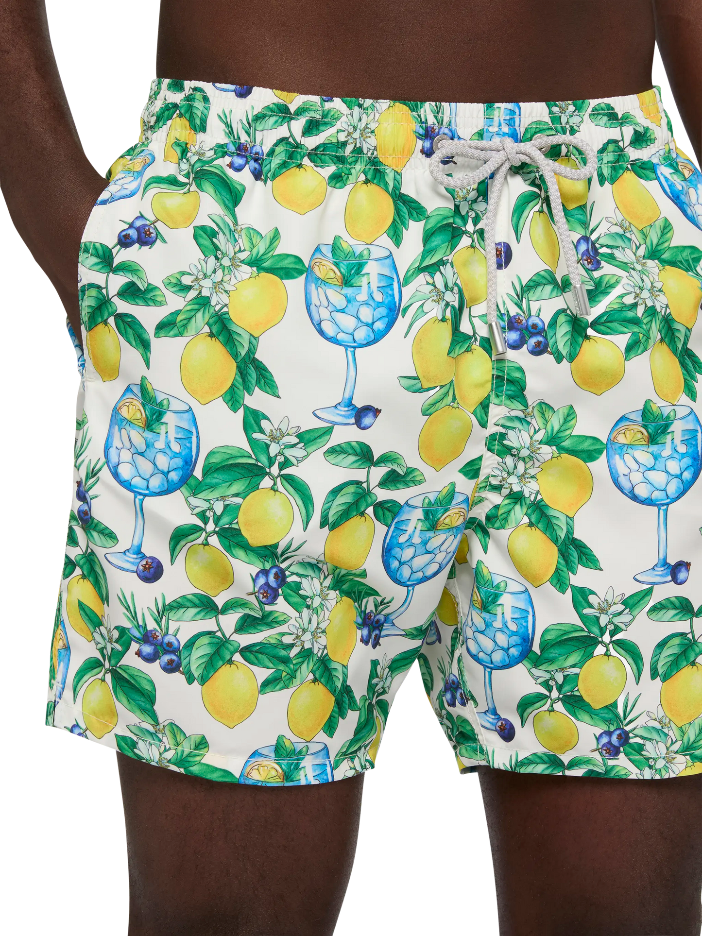 Mid-length Gustavia swim-shorts with gin and lemons print - MC2 Saint Barth