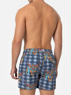 Man classic swim shorts Gustavia with buffalo print - MC2 Saint Barth