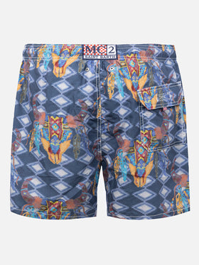 Man classic swim shorts Gustavia with buffalo print - MC2 Saint Barth