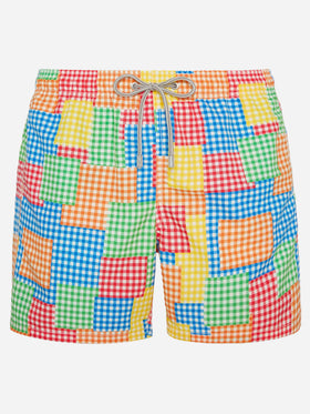 Multicolor gingham man swim shorts