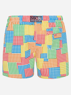 Multicolor gingham man swim shorts