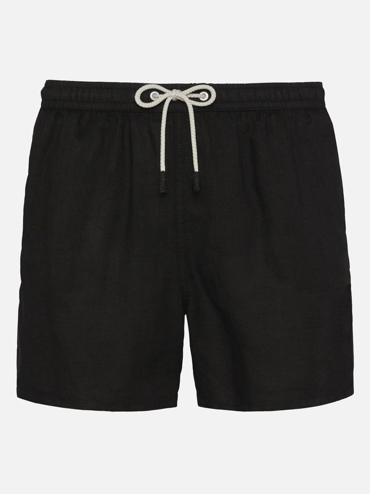Costume mare lunghezza media Gustavia in lino nero