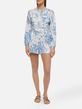 Hanniel linen playsuit with butterfly toile de jouy print - MC2 Saint Barth