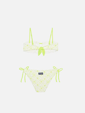 Bikini da bambina con ricamo margherite