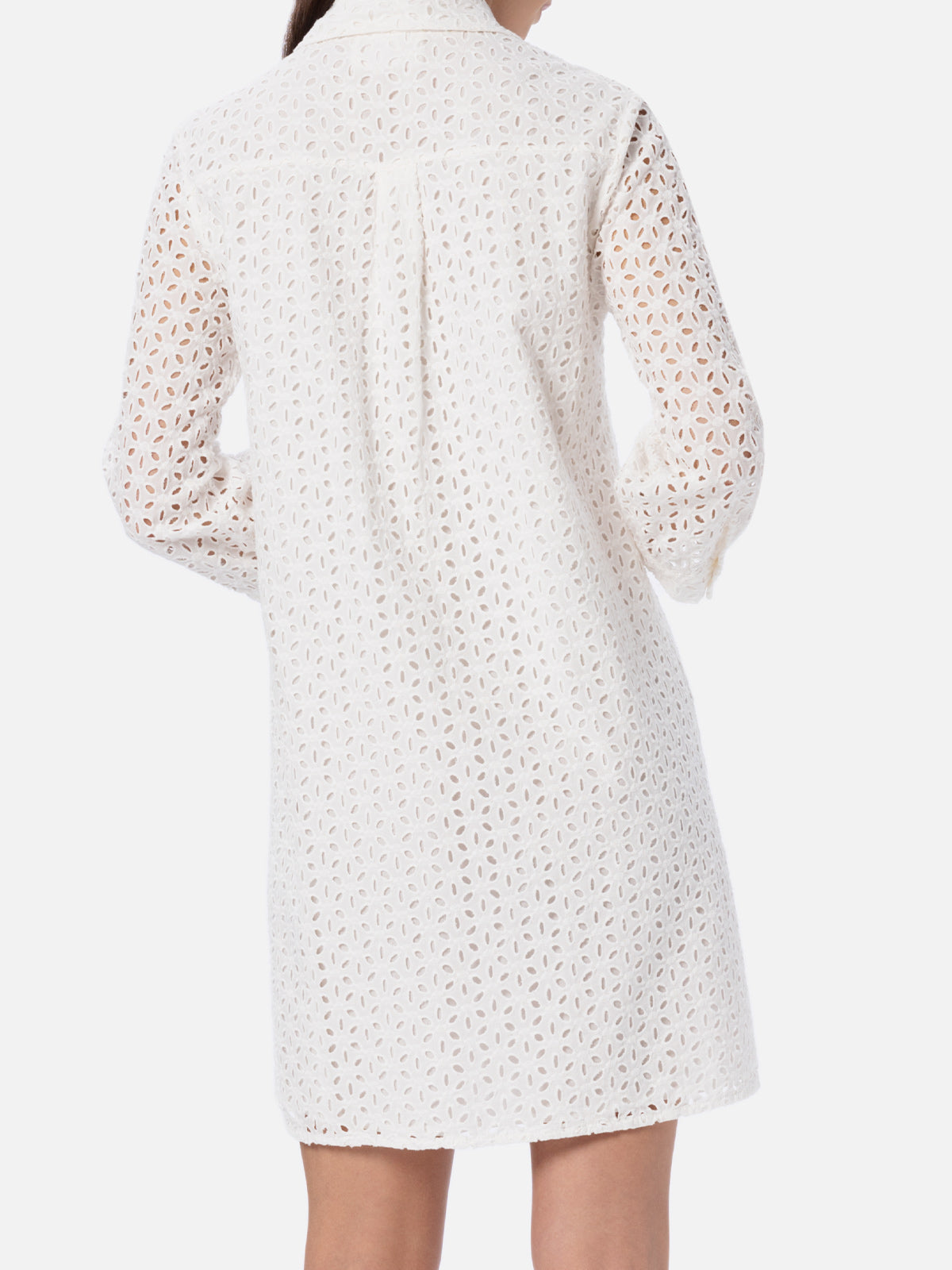 Weißes Sangallo-Hemd-Minikleid für Damen