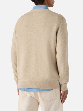 Beige sweater Heron with Vacanze di Natale jacquard | VACANZE DI NATALE SPECIAL EDITION