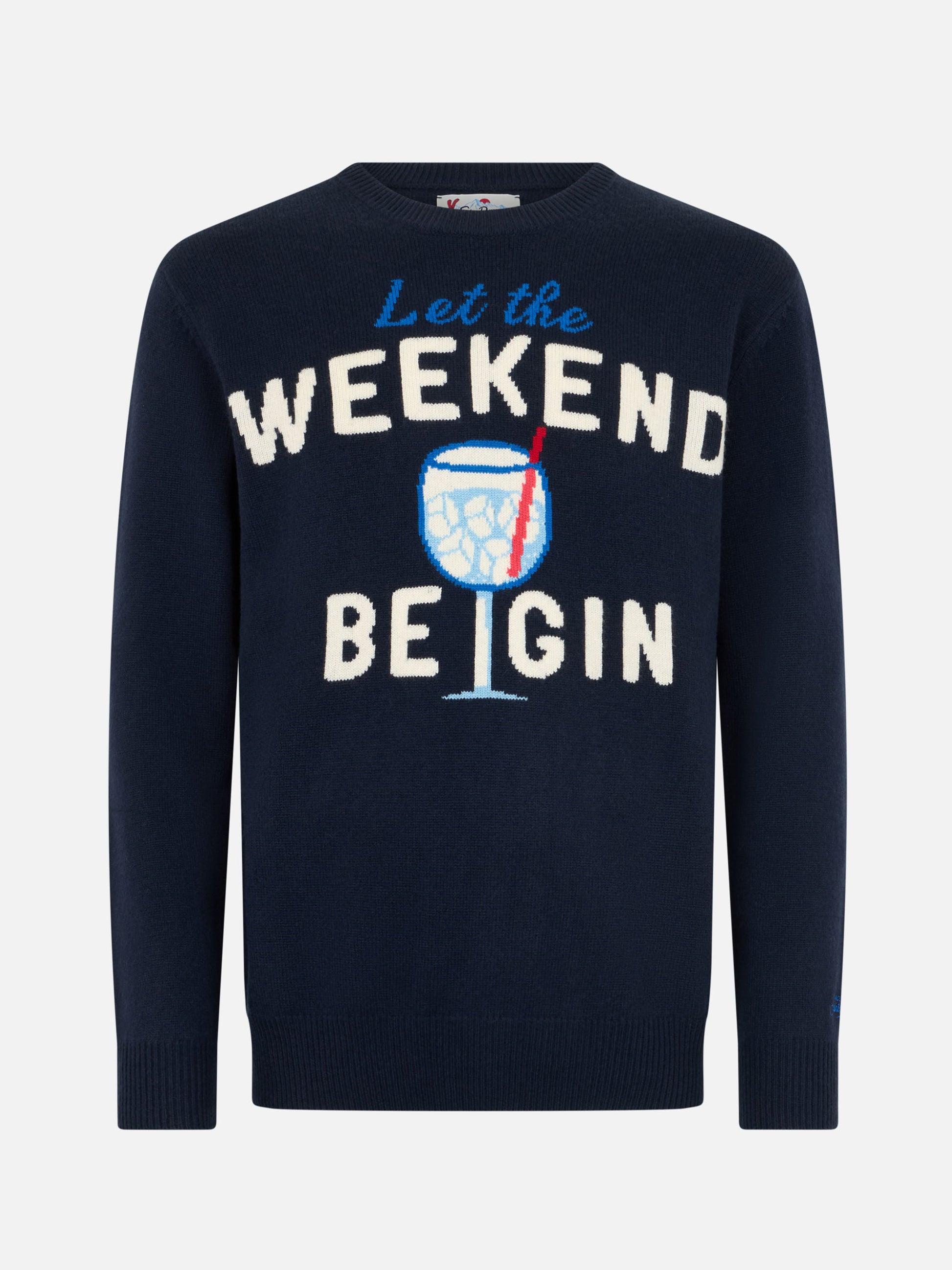 Man blue sweater Heron with Weekend be gin jacquard - MC2 Saint Barth