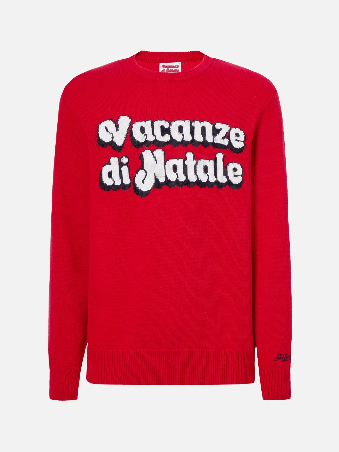 Red crewneck Heron with Vacanze di Natale jacquard | VACANZE DI NATALE SPECIAL EDITION