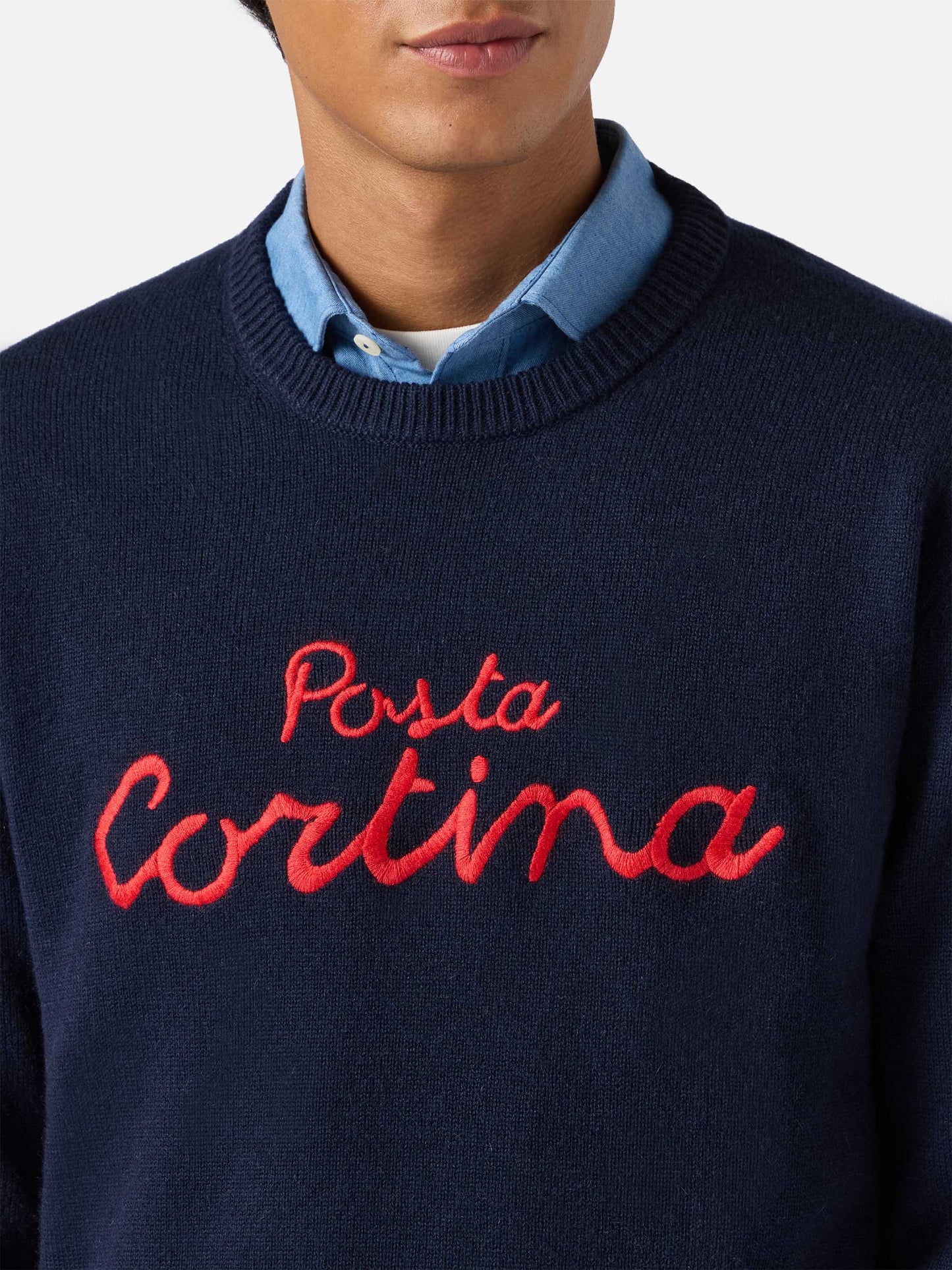 Maglione Heron in misto cashmere con ricamo Poste Cortina