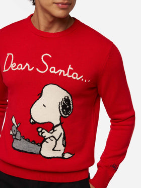 Red sweater Heron with Snoopy jacquard and embroidery | SNOOPY PEANUTS® SPECIAL EDITION - MC2 Saint Barth