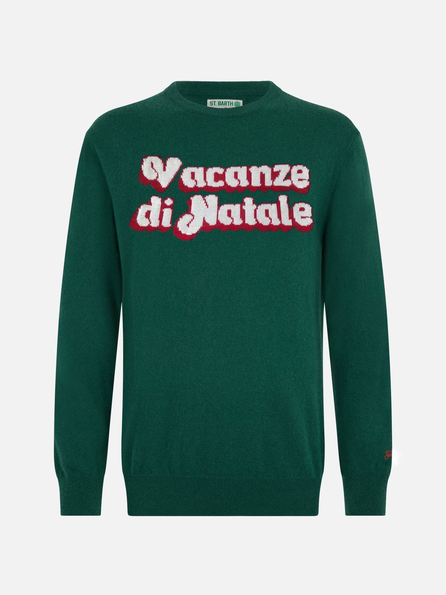 Man green sweater Heron with Vacanze di Natale logo jacquard | VACANZE DI NATALE SPECIAL EDITION - MC2 Saint Barth