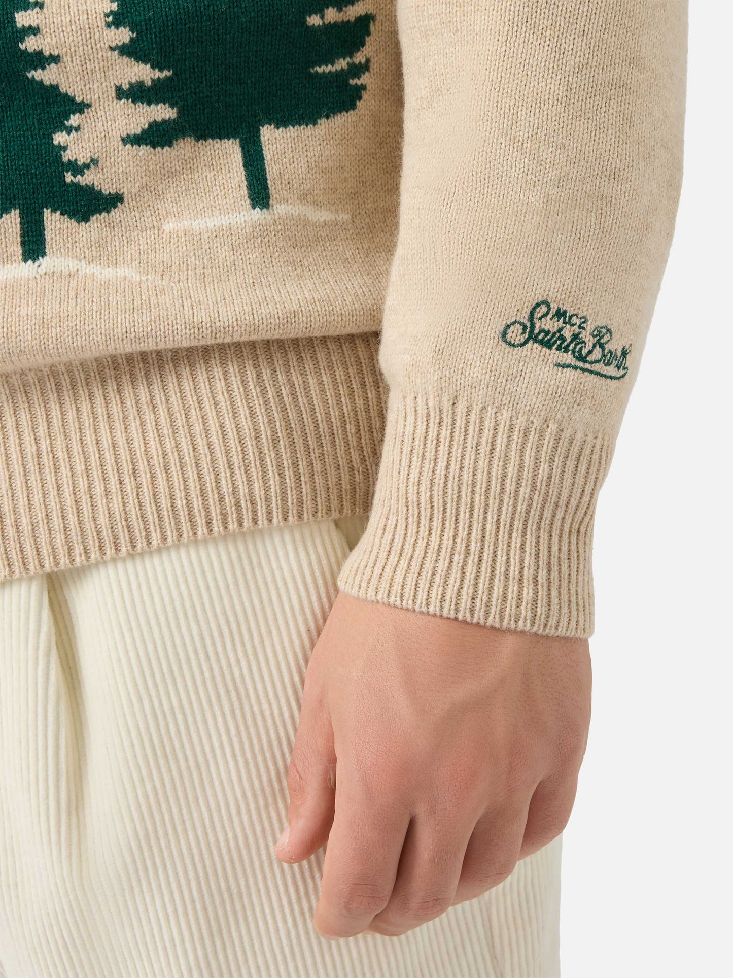 Heron sweater with Courma postcard jacquard