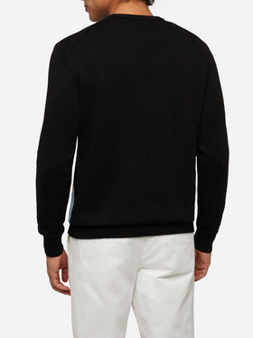 Crewneck sweater Heron with Zermatt postcard jacquard - MC2 Saint Barth