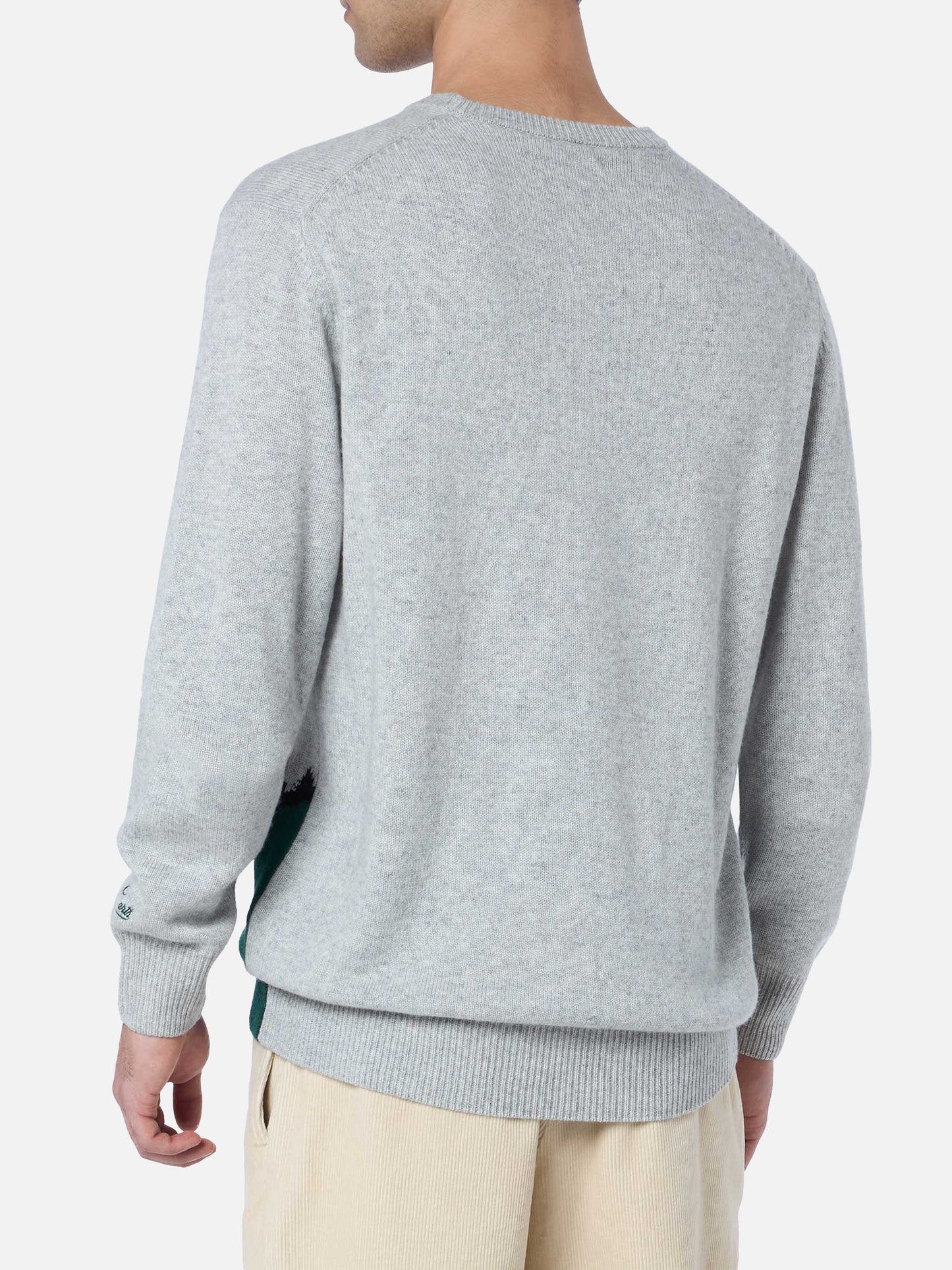 Man gray sweater Heron with Zermatt cable postcard print - MC2 Saint Barth